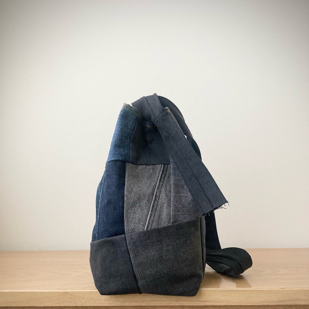 joodito origami japanese boro crossbody patchwork denim jean slouchy handbag bag - Picture 12 of 15